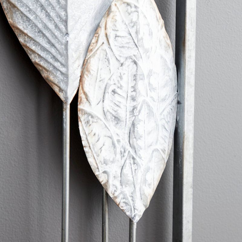 Metal Leaf Tall CutOut Wall Decor with Intricate Laser Cut Designs Gray - Olivia &#38; May, 4 of 6