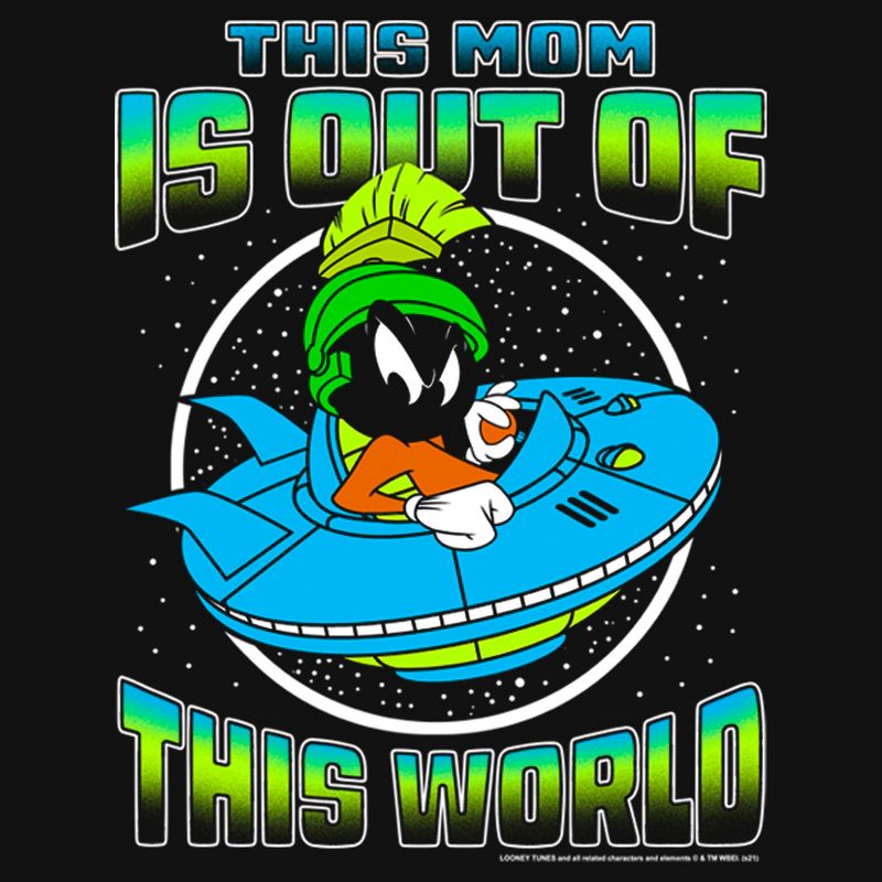 Girl's Looney Tunes Mother's Day Marvin the Martian This Mom is Out of This World T-Shirt, 2 of 5