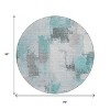 Teal Blue And Ivory Abstract Washable Indoor Outdoor Area Rug - 3 of 4