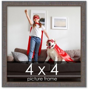 PosterPalooza | Square Textured Grey Picture Frame - UV Acrylic, Foam Board Backing, Hanging Hardware - 1 of 4