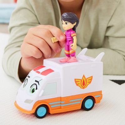 Disney Junior Firebuds Friends Violet and Axl Figure and Ambulance Vehicle Set