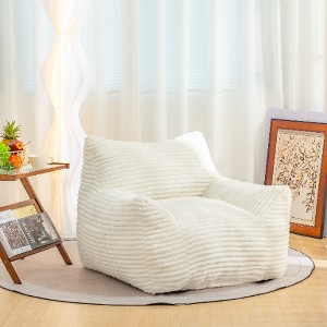 Lyngins Oversized Bean Bag Chair with Armrests, Corduroy Lazy Chair, Ergonomic Accent Chair, Floor Sofa Chair, Cozy Fluffy Single Cloud Mini Couch - 1 of 4