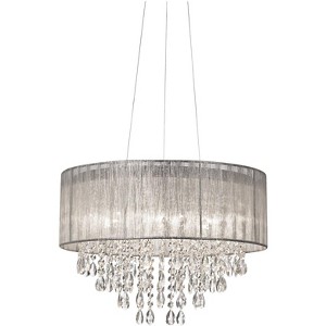 Possini Euro Design Jolie Chrome Chandelier Lighting 20" Wide Modern Crystal Silver Fabric Shade 7-Light Fixture for Dining Room House Kitchen Island - 1 of 4