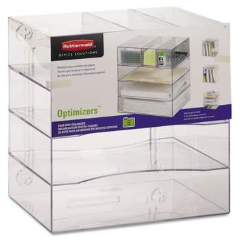 Rubbermaid Optimizers Four-Way Organizer with Drawers Plastic 10 x 13 1/4 x 13 1/4 Clear 94600ROS