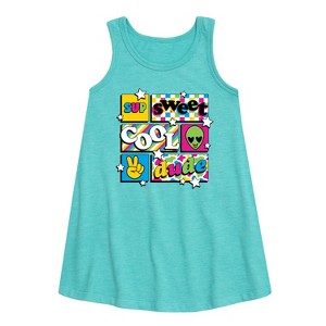 Girls' - Instant Message - Throwback Pattern Graphic Sleeveless Aline Dress - 1 of 4