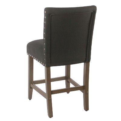 Blake Nailhead 24" Dark Charcoal Acrylic & Wood Counter Stool