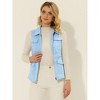Allegra K Women's Zip-Up Sleeveless Turn Down Collar Cargo Utility Vest with Pockets - 3 of 4