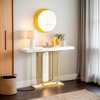 Hommoo 41.3 Inch Modern  Console Table with LED Lights Gold White - 2 of 4