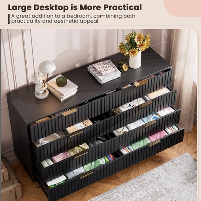 54" 8-Drawer Dresser - Wide Wooden Dresser with Deep Storage, Modern Double Dresser for Bedroom, Living Room or Nursery