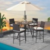 Costway 2PCS Patio PE Wicker Bar Chairs Counter Height Barstools with Armrests &Cushions - 4 of 4