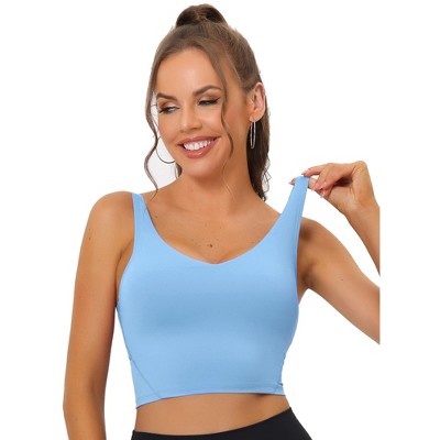 Allegra K Women's Workout Fitness Longline Wireless Padded Yoga Sports Bra