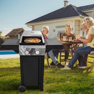 NicBex 2-Burner propane Gas BBQ Grill&Pizza Oven,24600BTU Output Outdoor Grill with Pizza Oven,Foldable Side Table&Thermometer,Versatile&Movable Grill - 1 of 4