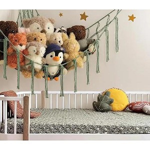 Aeelleea Large Corner Stuffed Animal Storage Hammock Net, Macrame Toy ...