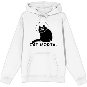 Black Cartoon Helmet Cat Adult Long Sleeve Hoodie - 1 of 2