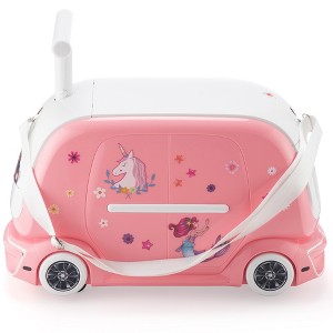 DOMETOUR Kids Ride on Suitcase with Storage Space, Pulling Rope and Stickers, Pink - 1 of 4