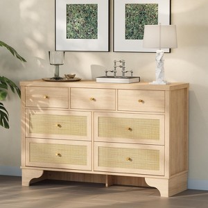 7 Drawer Dresser, 47.3'' Wide Wood Chest of Drawers with Wood Drawer Organizer with Sturdy Base - 1 of 4