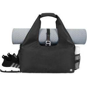 Yoga Gym Bag for Women Men, Shoe Compartment, Wet Dry Pockets & Adjustable Yoga Mat Holder - 1 of 4