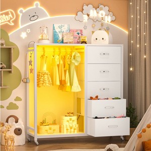 Aheaplus Rollway Dresser with Charge Station and LED Light, Chest With Drawers for Kids Room - 1 of 4