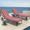 DOMETOUR 2PCS Set Outdoor Lounge Chair Cushion Replacement Patio Funiture Seat Cushion Chaise Lounge Cushion-Red/white - 2 of 4