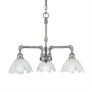 Toltec Lighting Vintage 3 - Light Chandelier in  Aged Silver with 7" Gold Ice Shade - 1 of 1