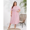 LXT-Women's Plus Size Dress Smocked Waist Side Split Boho Floral Dresses - 3 of 4