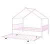 CAVINAS Full-Size Bed Frame with Storage, Full Size Bed Frame Kids, House-Shaped Metal Platform with Twin Size Trundle, Black - 3 of 4