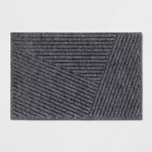 Absorbing Embossed Modern Lines Doormat Gray - Room Essentials™ - 1 of 4