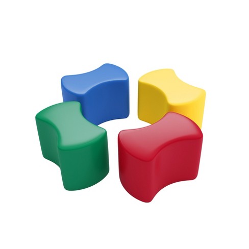 4-Piece ECR4Kids Toddler Modular Stool Set Daycares and Classroom Furniture Homeschool Learning Colorful Flexible Seating Child Size Stool Butterfly Shaped Foam Seats Contemporary 