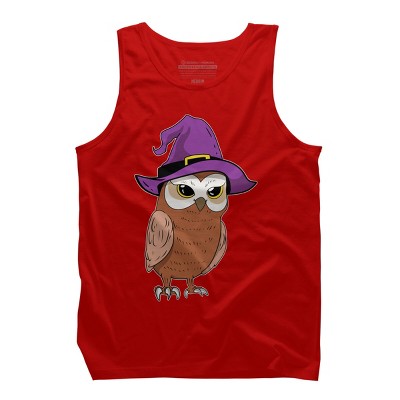 Men's Design By Humans Owl Witch Halloween T Shirt By thebeardstudio Tank Top