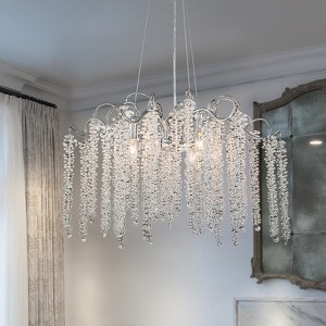LLHZSY 6-Light 23 3/5" W Contemporary Luxury Tassel Crystal Chandelier-Gold/Chrome - 1 of 4