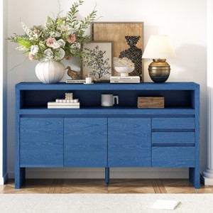 60" Modern Dining Sideboard with Semi-Open Shelf & 3 Drawers,Large Storage Cabinet for Living Room or Entryway-Baofuwish - 1 of 4