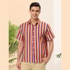 Lars Amadeus Men's Short Sleeve Button Down Summer Beach Vertical Striped Shirts - 2 of 4
