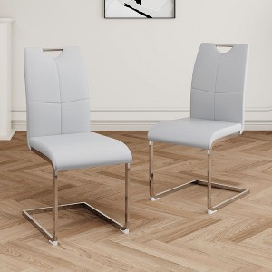NicBex Modern Dining Chairs with Faux Leather Padded Seat,Armless Chairs with Chrome Metal Legs for Kitchen,Living Room - 1 of 4