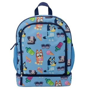 Bluey & Bingo 2 -in-1 kids Backpack, 16" School Bag with Insulated Pocket & Bento Box for Boys & Girls, Blue - 1 of 4