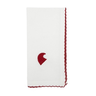 Saro Lifestyle Cheerful Charm Whip Stitch Santa Hat Napkin (Set of 4), 18", White