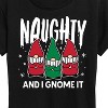 Women's - Instant Message - Naughty And I Gnome It Funny Christmas Short Sleeve Graphic T-Shirt - 2 of 4