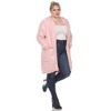 Plus Hooded Open Front High Pile Fleece Coat - White Mark - 3 of 4