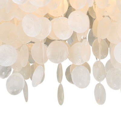 Elsa Satin Nickel 24" Capiz Shell Flush Mount Ceiling Light