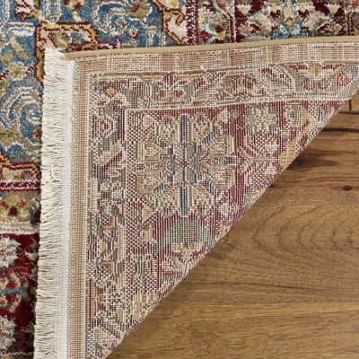 Ivory and Red Synthetic Oriental Hand-knotted Rug, 2'6" x 4'