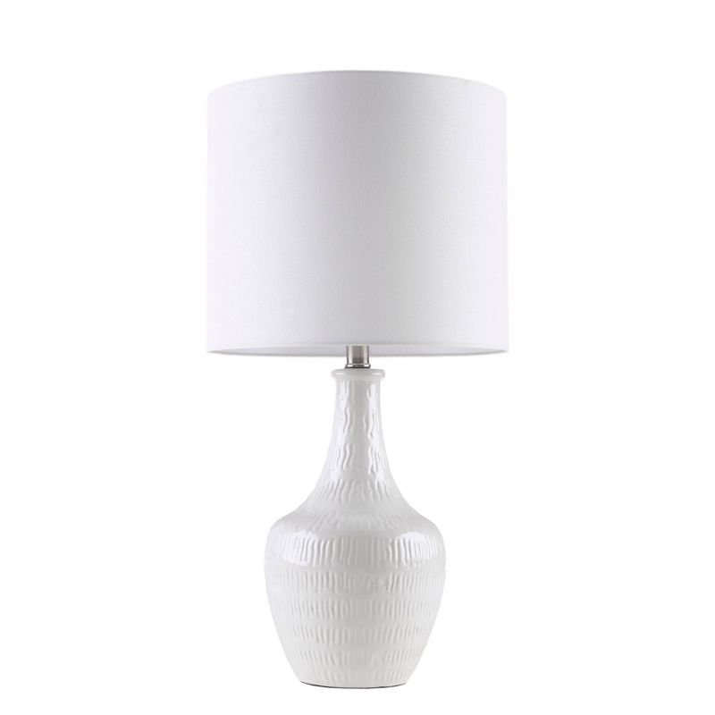 Celine Textured Ceramic Table Lamp (Includes LED Light Bulb) White - Hampton Hill, 3 of 8