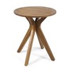 CAVINAS Rustic Acacia Wood Outdoor Patio Side Table, Outdoor End Tables with Slat-Panel Tabletop and Cross-Base, Round Bistro Table for Patio - 4 of 4