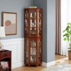 Okak Corner Curio Cabinet, Display Cabinet with 4 Adjustable Tempered Glass Shelves and Solid Wood Legs, Cabinet for Living Room - 4 of 4