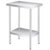 Stainless Steel Table, Heavy Duty Worktable with Adjustable Undershelf and Locking Casters, 2 Tier Metal Prep Table for Kitchen, Restaurant, Garage - 2 of 4