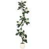 S-Shape Artificial Rubber Tree with White Planter, Faux Plants Indoor Faux Floor Artificial Trees - 4 of 4