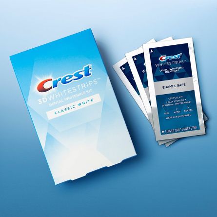 Crest 3D Whitestrips Classic White Teeth Whitening Kit with Hydrogen Peroxide - 10 Treatments