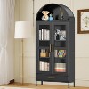 73" Arched Metal Storage Cabinet, 2 Adjustable Shelves & Drawers,Modern Farmhouse Display Bookshelf ,for Living/Dinning Room Black - 3 of 4
