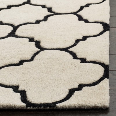 Ivory and Black Hand-Tufted Wool Area Rug