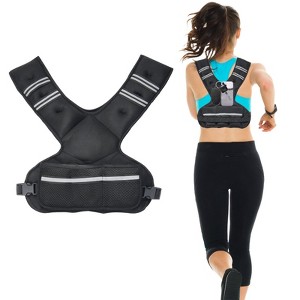 Adjustable Weighted Vest, 20–32 lbs Workout Vest with 6 Iron-Sand Weights & Reflective Stripes - 1 of 4