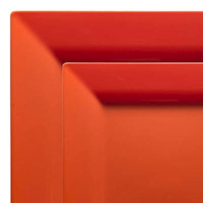 Smarty Had A Party Burnt Orange Square Plastic Plates Dinnerware Set - 120 Sets