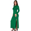 Womens Boat Neck Long Sleeve Side Slit Fitted A-Line Maxi Dress - 24seven Comfort Apparel™ - 2 of 4